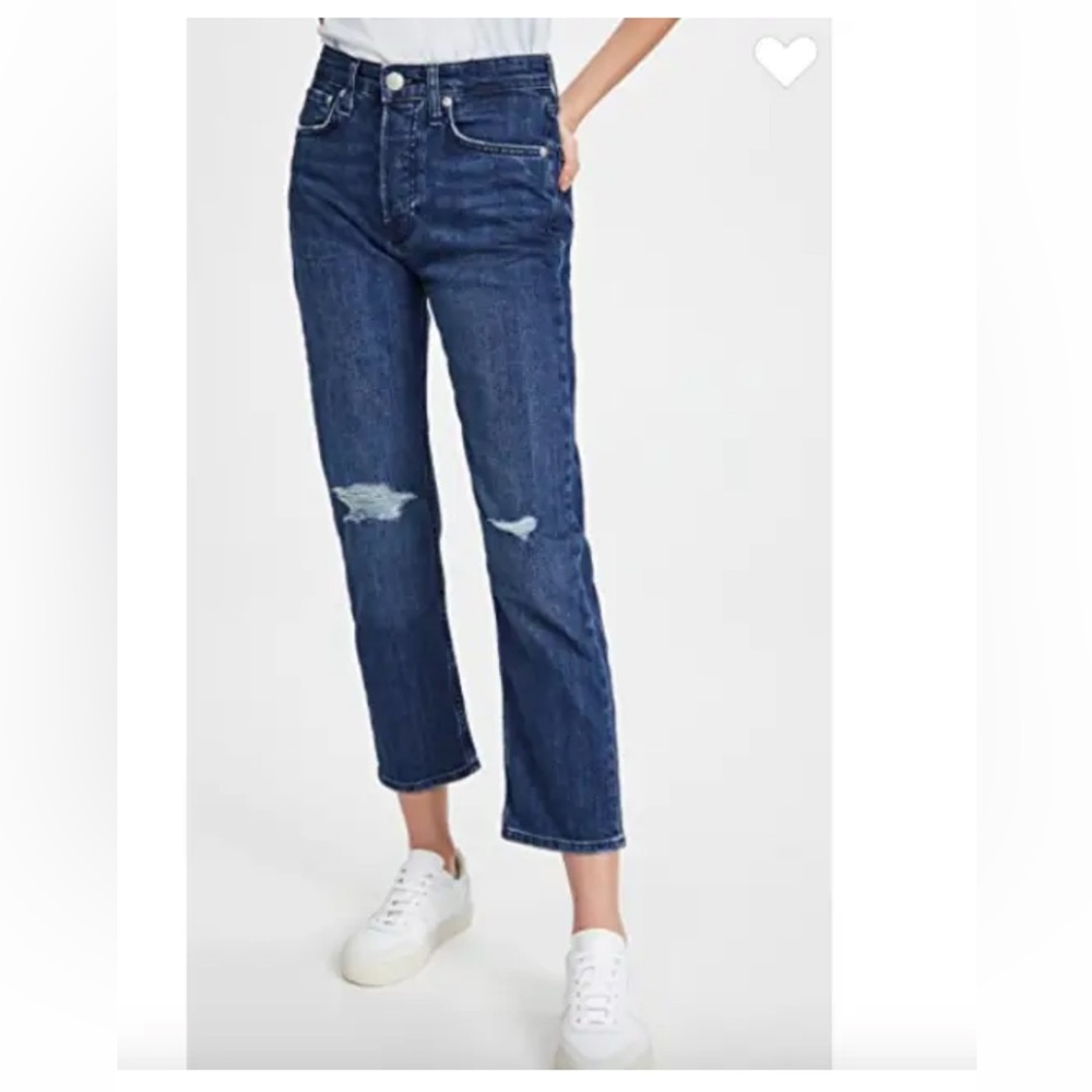 Rag & Bone Maya Ripped Straight Leg Cropped Denim